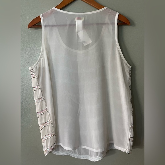 Wild Cat VTG Y2K Silk Blend White Sequin Tank Top XL NWT - Picture 8 of 11